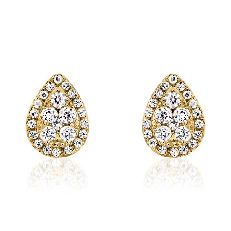 Gold Ohrstecker Tropfen für Damen mit Diamanten BDE0068-GSL