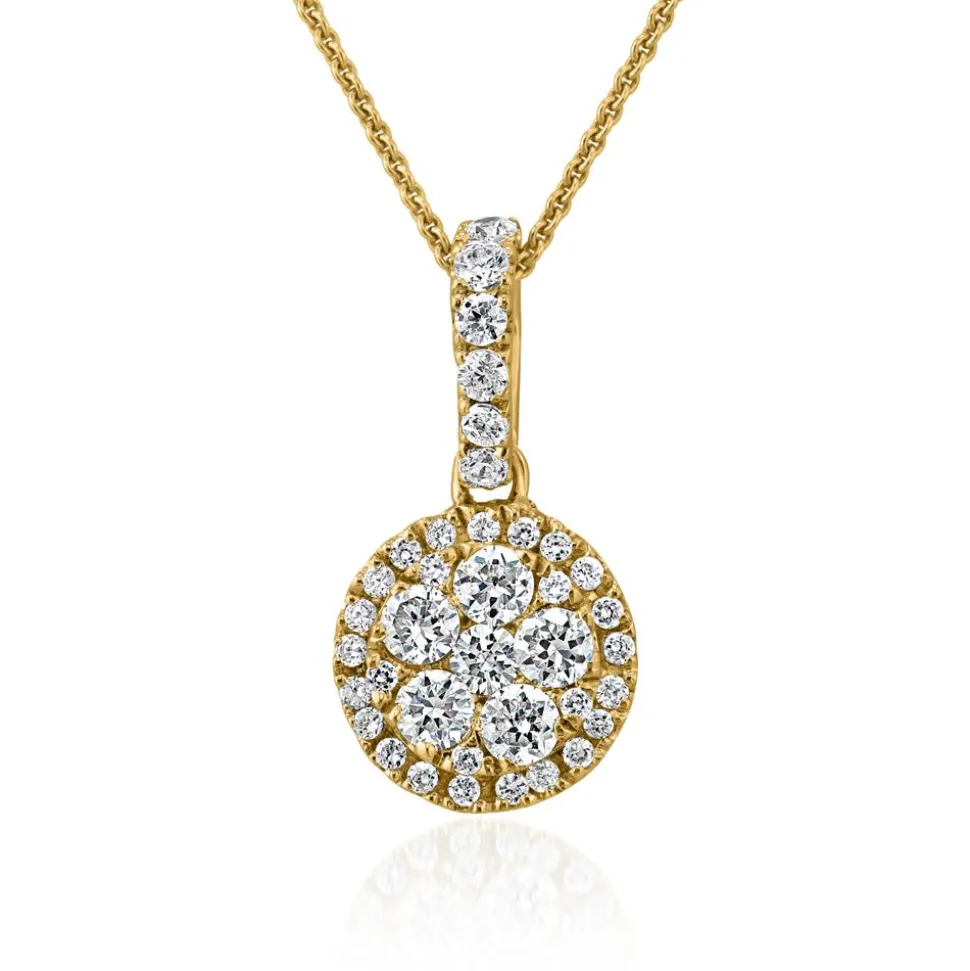 Goldene Damenkette mit Diamantanhänger Halo BDP0047-GSLK