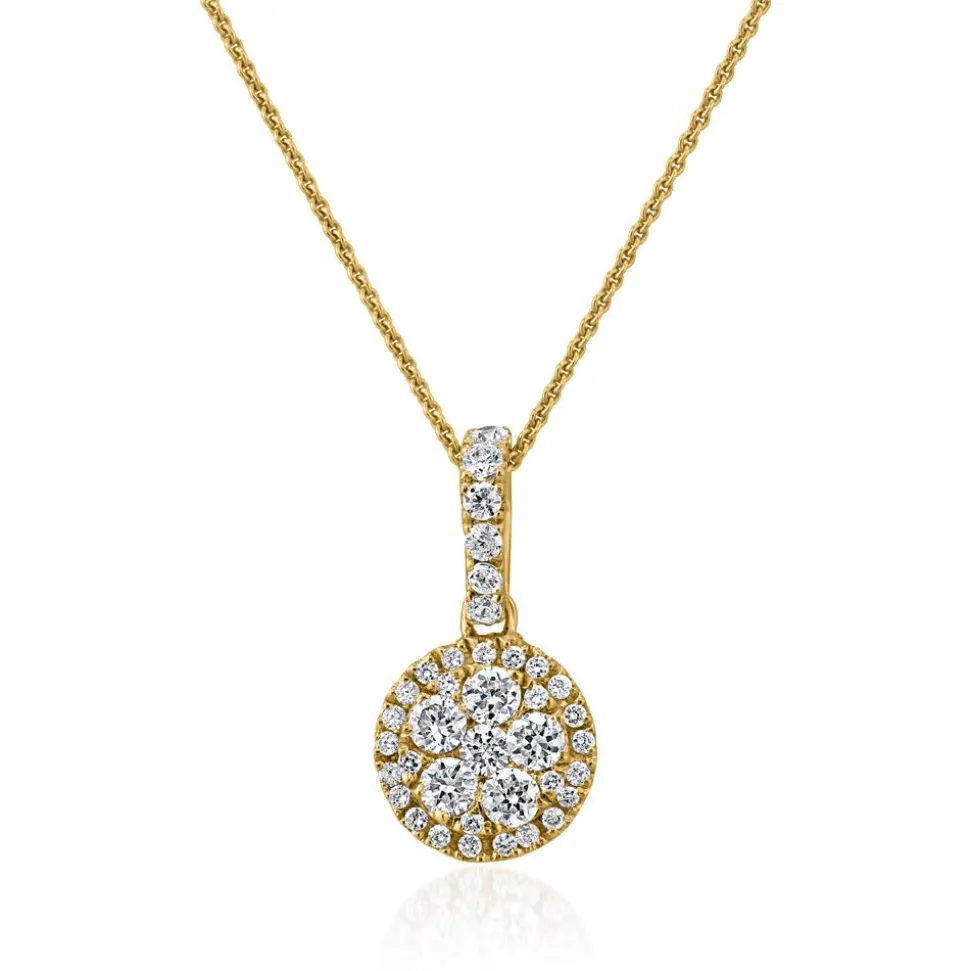Goldene Damenkette mit Diamantanhänger Halo BDP0047-GSLK