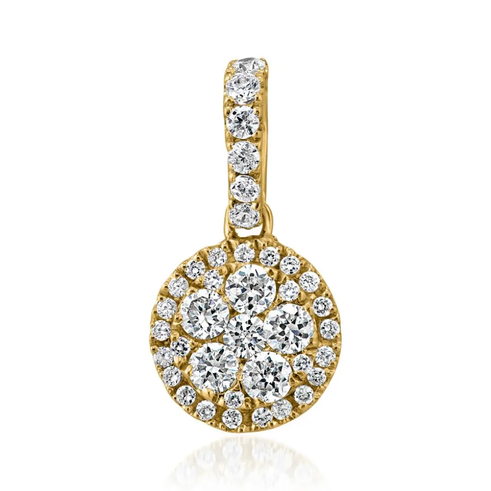 Goldene Damenkette mit Diamantanhänger Halo BDP0047-GSLK