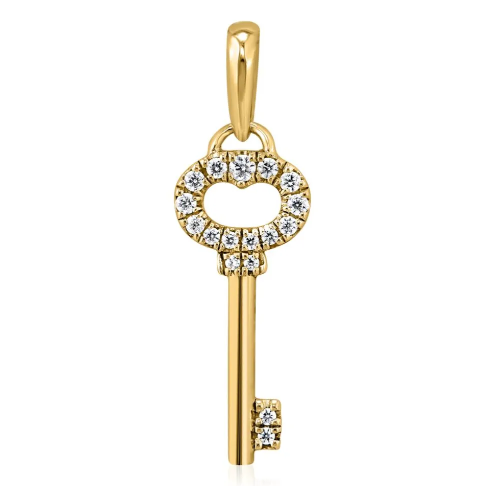 Goldene Damenkette mit Diamantanhänger Schlüssel BDP0040-GSLK