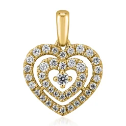 Goldene Kette mit Herzanhänger, lab grown Diamanten BDP0041LG-GSLK