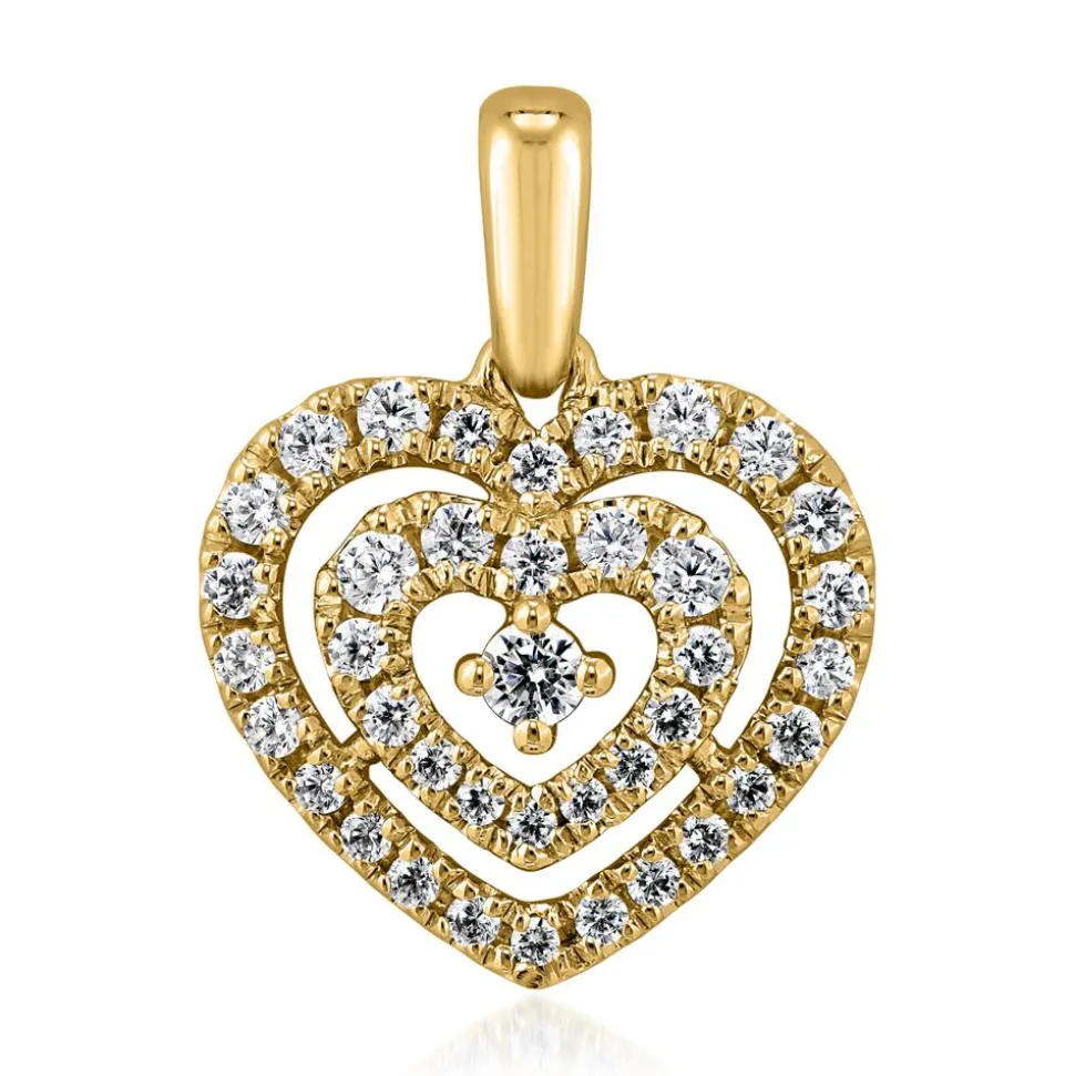 Goldene Kette mit Herzanhänger, lab grown Diamanten BDP0041LG-GSLK