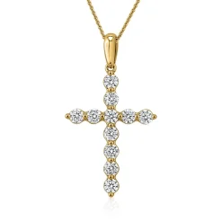 Goldene Kreuzkette für Damen mit lab grown Diamanten BDP0038LG-GSLK