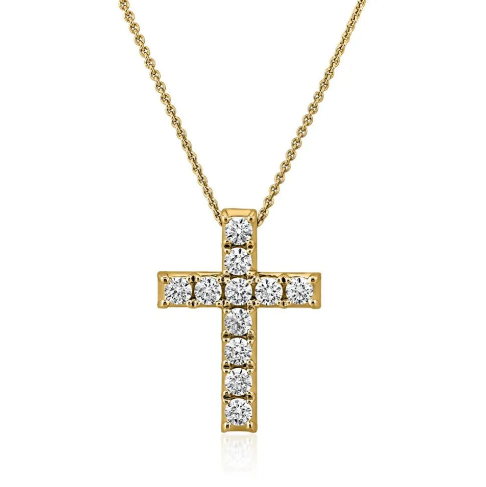 Goldene Kreuzkette mit Diamanten für Damen BDP0039-GSLK