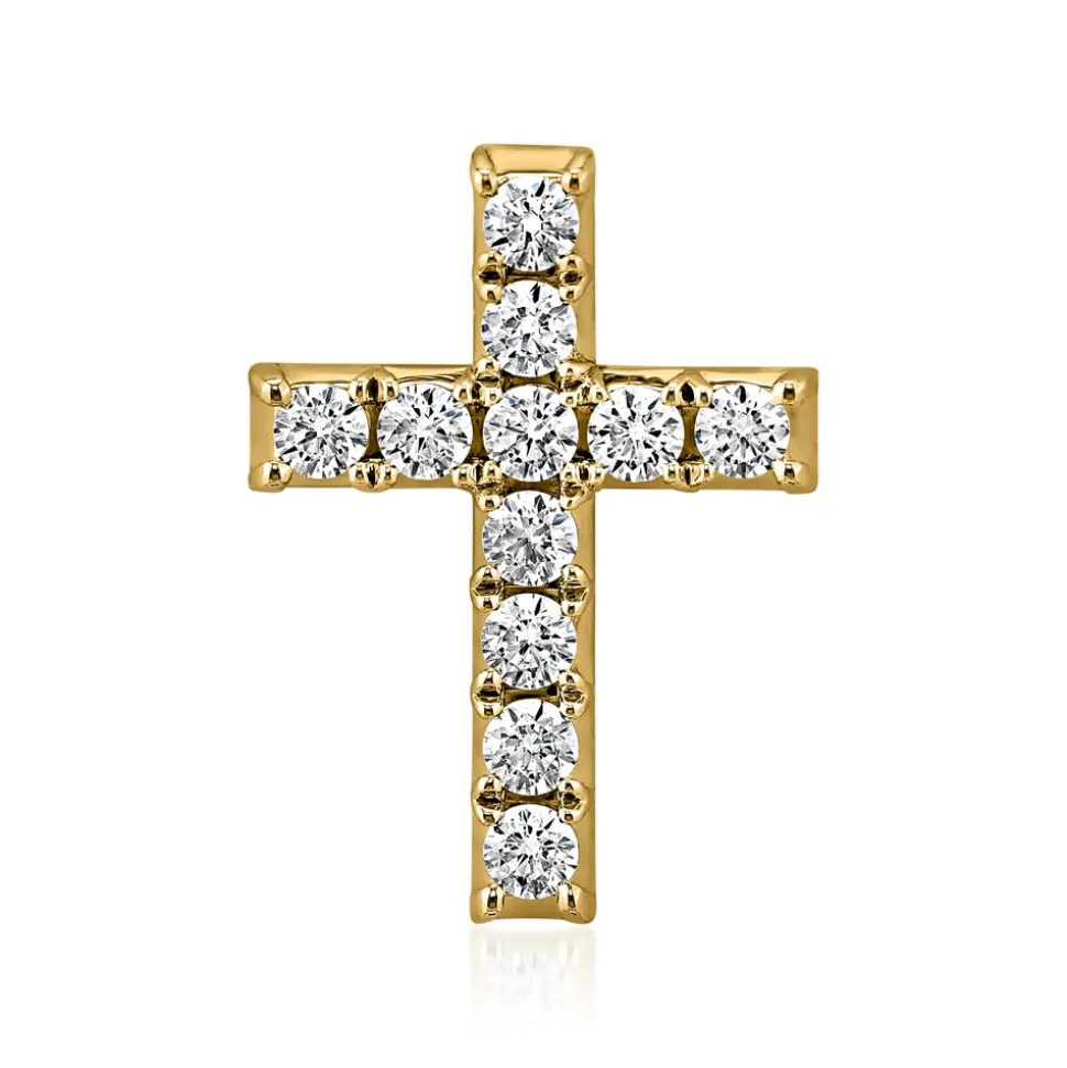 Goldene Kreuzkette mit Diamanten für Damen BDP0039-GSLK