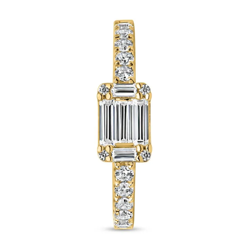 Goldener Damenring mit Diamanten, Baguetteschliff BDR0085-GSL