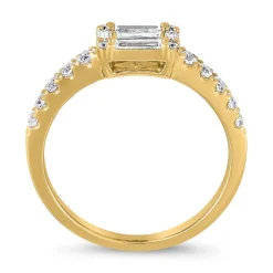 Goldener Damenring mit Diamanten, Baguetteschliff BDR0085-GSL