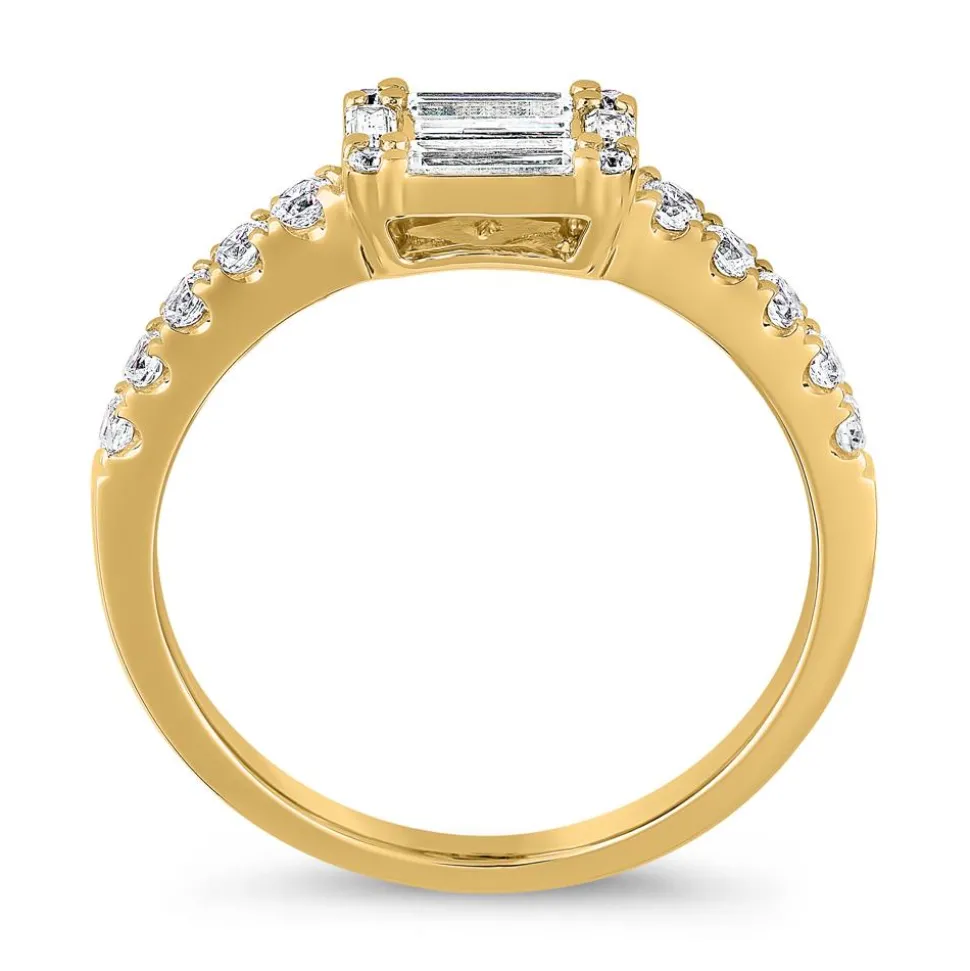 Goldener Damenring mit Diamanten, Baguetteschliff BDR0085-GSL