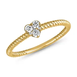 Goldener Damenring mit Herz, Diamanten BDR0097-GSL