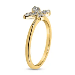Goldener Damenring Schmetterling mit Diamanten BDR0100-GSL
