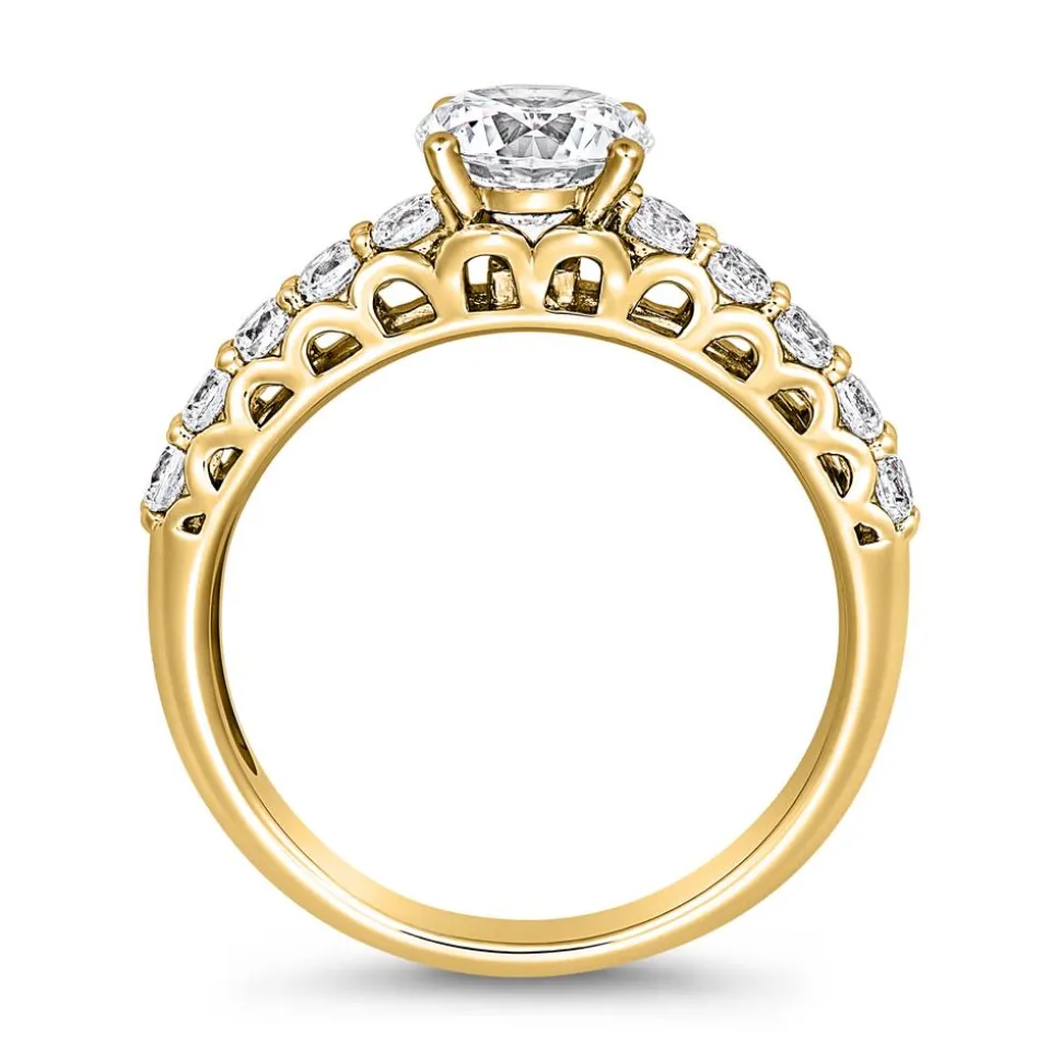 Goldener Diamantring für Damen, gravierbar BDR0002-GSL