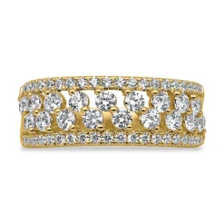 Goldener Diamantring für Damen, gravierbar BDR0073-GSL