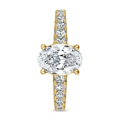 Goldener Diamantring für Damen, gravierbar BDR0033-GSL