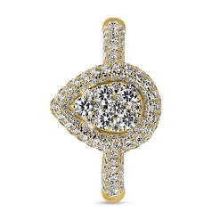 Goldener Diamantring Tropfen für Damen, gravierbar BDR0082-GSL