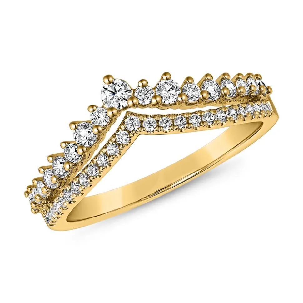 Goldener Gravurring für Damen mit lab grown Diamanten BDR0061LG-GSL