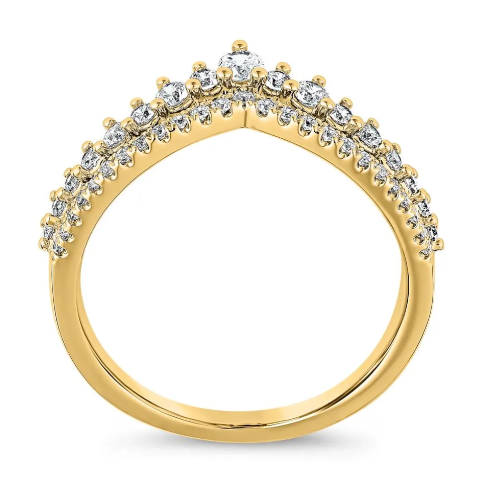 Goldener Gravurring für Damen mit lab grown Diamanten BDR0061LG-GSL