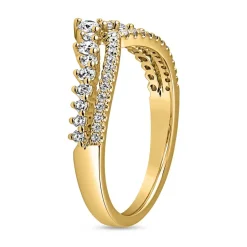 Goldener Gravurring für Damen mit lab grown Diamanten BDR0061LG-GSL