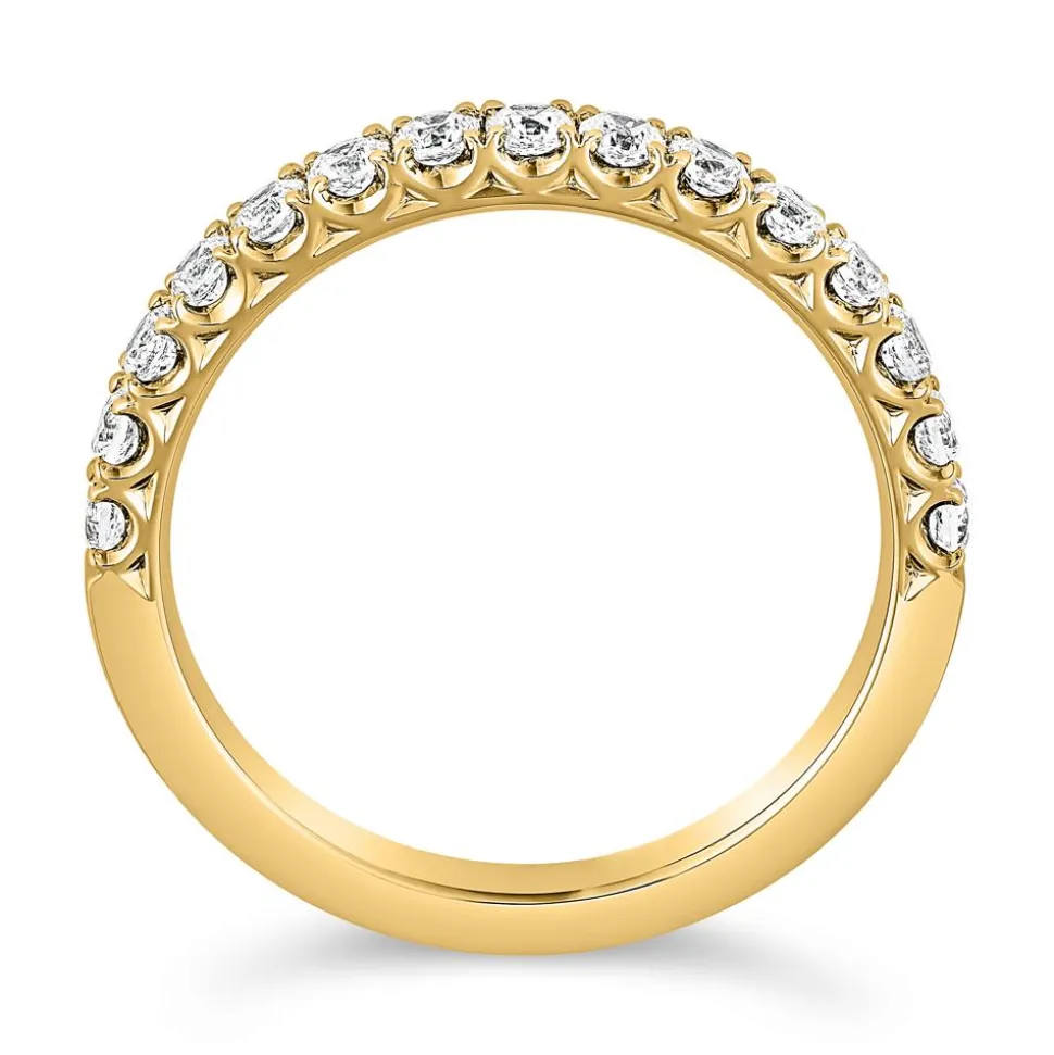 Goldener Halb-Memoire-Ring mit Diamanten, gravierbar BDR0075-GSL