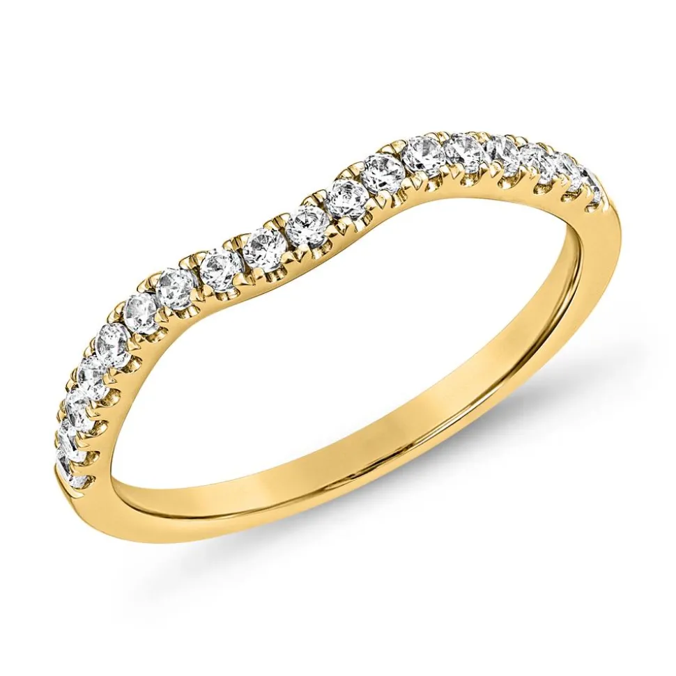 Goldener Half-Eternity Ring Welle mit Brillanten BDR0051-GSL