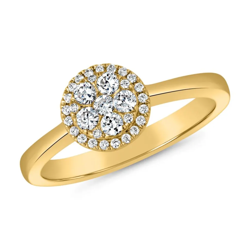 Goldener Halo-Ring mit Diamanten für Damen BDR0058-GSL
