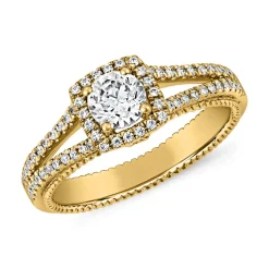 Goldener Halo-Ring mit lab grown Diamanten BDR0017LG-GSL
