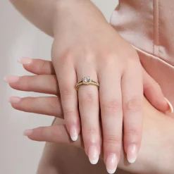 Goldener Halo-Ring mit lab grown Diamanten BDR0017LG-GSL