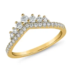 Goldener Ring für Damen mit Diamanten, gravierbar BDR0109-GSL