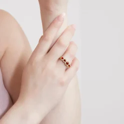 Goldring für Damen mit Rubinen und Diamanten BDR0040Ru-GSL