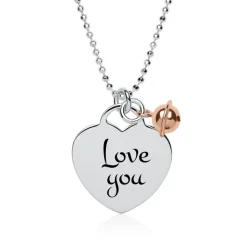 Gravierbare 925er Silberkette Herz Glöckchen roségold SN0414SL