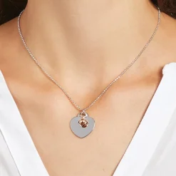 Gravierbare 925er Silberkette Herz Glöckchen roségold SN0414SL