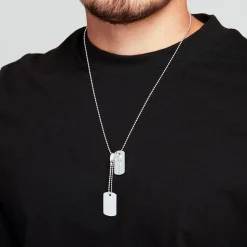 Gravierbare Kette mit Dog-Tag aus 925er Silber SP0804-SLK