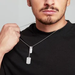 Gravierbare Kette mit Dog-Tag aus 925er Silber SP0804-SLK