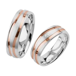 Gravierbare Trauringe aus Sterlingsilber, rosévergoldet R8596s