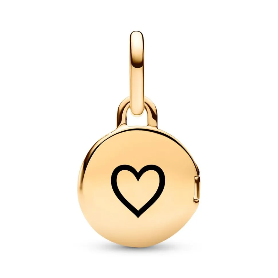 Gravierbarer Charm-Anhänger Schloss, Zirkonia, IP Gold 763066C01