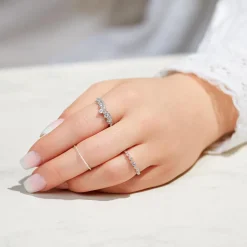 Gravierbarer Damenring aus Sterlingsilber mit Zirkonia SR0489SL