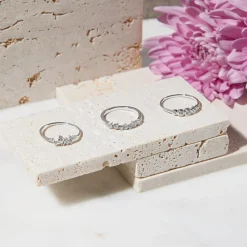 Gravierbarer Damenring aus Sterlingsilber mit Zirkonia SR0489SL