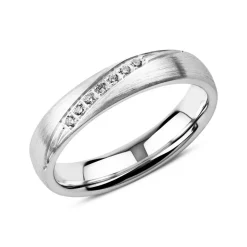 Gravierbarer Damenring aus Sterlingsilber mit Zirkonia R8599czSL