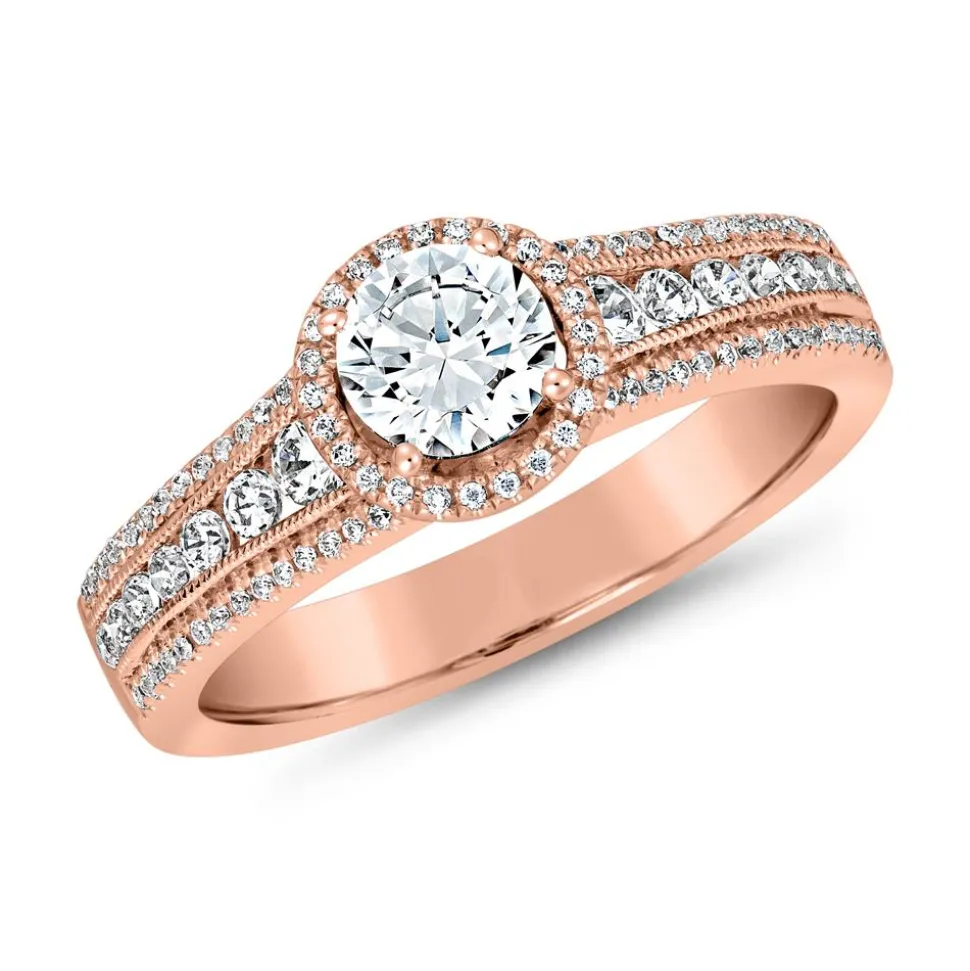 Gravierbarer Diamantring aus Roségold für Damen BDR0014-RSL