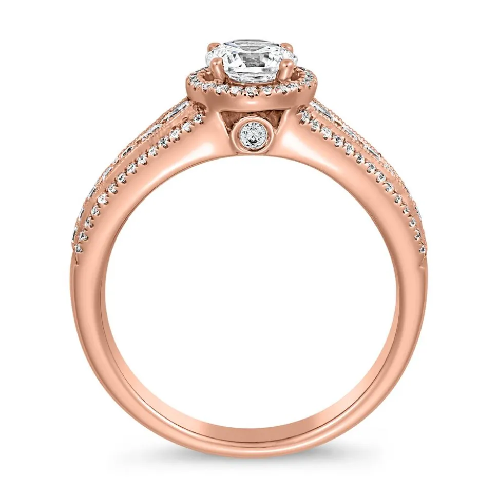 Gravierbarer Diamantring aus Roségold für Damen BDR0014-RSL