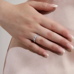 Gravierbarer Diamantring aus Weißgold oder Platin BDR0004-WSL