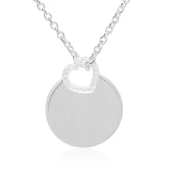 Gravierbarer 925er Silberanhänger rund mit Herz SP0891SL
