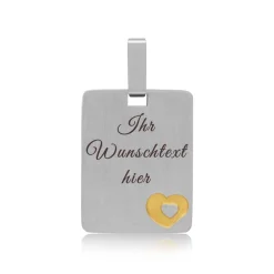 Gravierbarer Herz-Anhänger Edelstahl bicolor P5178SL