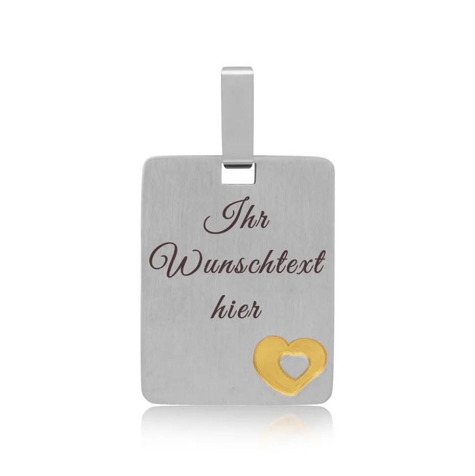 Gravierbarer Herz-Anhänger Edelstahl bicolor P5178SL