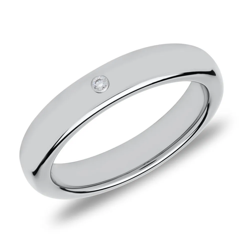 Gravierbarer Ring aus Wolfram mit Zirkonia TUR0050czSL