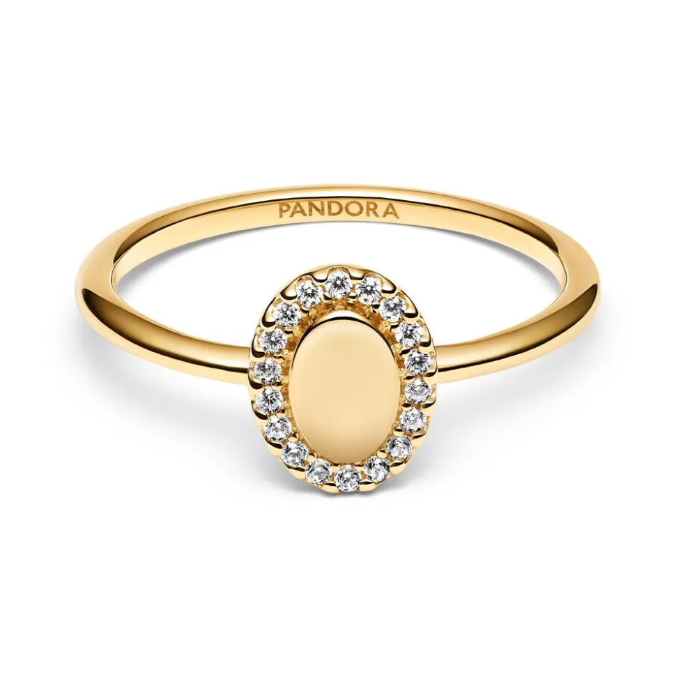 Gravierbarer Timeless Damenring mit Zirkonia, vergoldet 163800C01