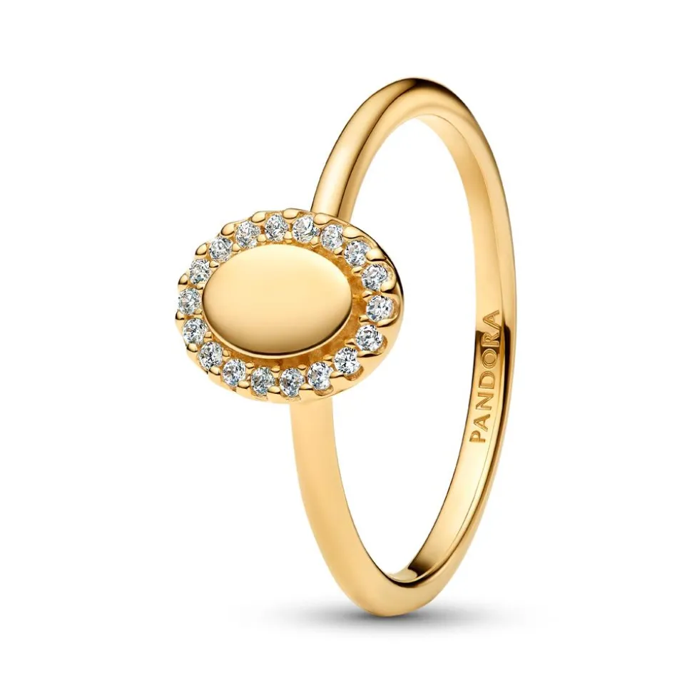 Gravierbarer Timeless Damenring mit Zirkonia, vergoldet 163800C01