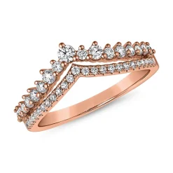 Gravierbarer V-Ring aus Roségold mit Brillanten BDR0061-RSL