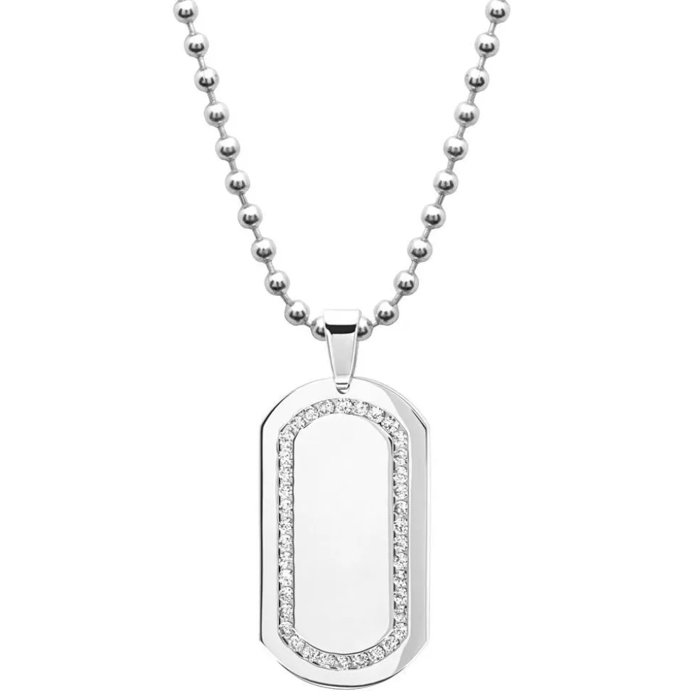 Gravierbares Edelstahl Dogtag mit Zirkonia P5075SL