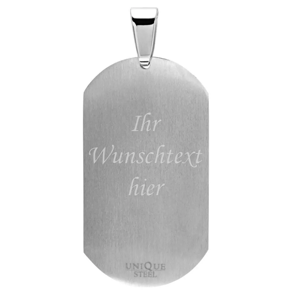 Gravierbares Edelstahl Dogtag mit Zirkonia P5075SL